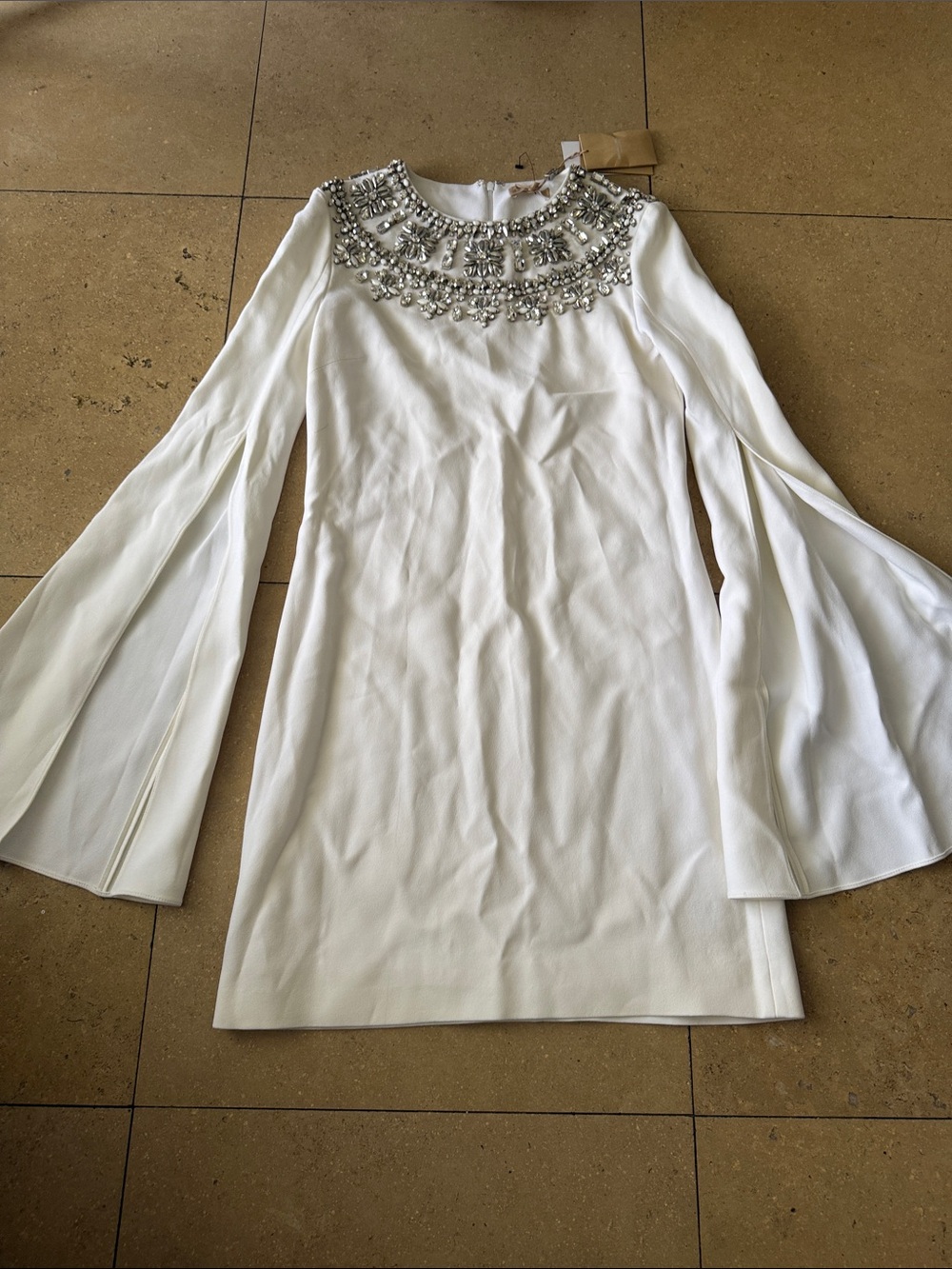 Michael Kors Collection Embellished White Long Sleeve Dress - Picture 4 of 5
